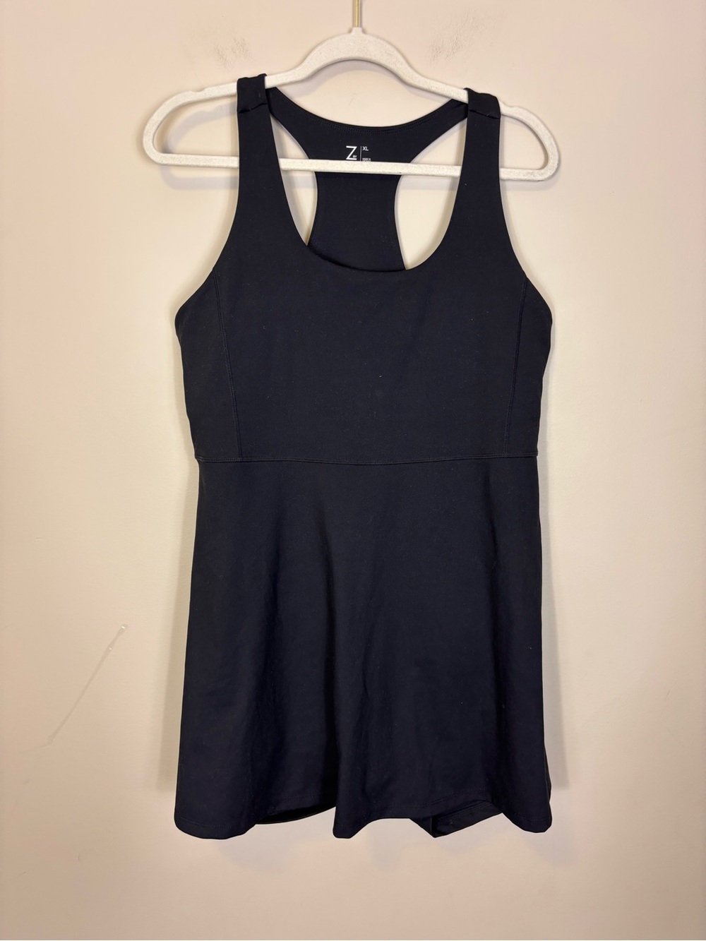 Zella Black Racerback Tank Dress with Shorts Under XL